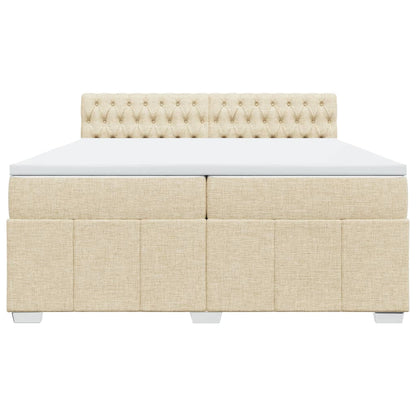 Boxspring met matras stof crèmekleurig 200x200 cm