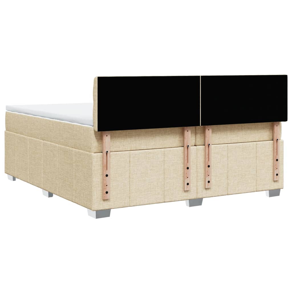 Boxspring met matras stof crèmekleurig 200x200 cm