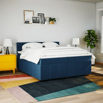 Boxspring met matras stof blauw 200x200 cm