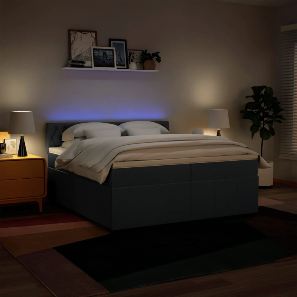 Boxspring met matras stof blauw 200x200 cm
