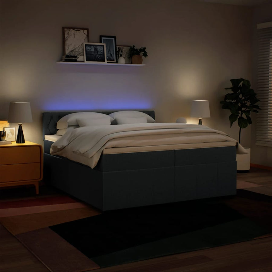 Boxspring met matras stof blauw 200x200 cm
