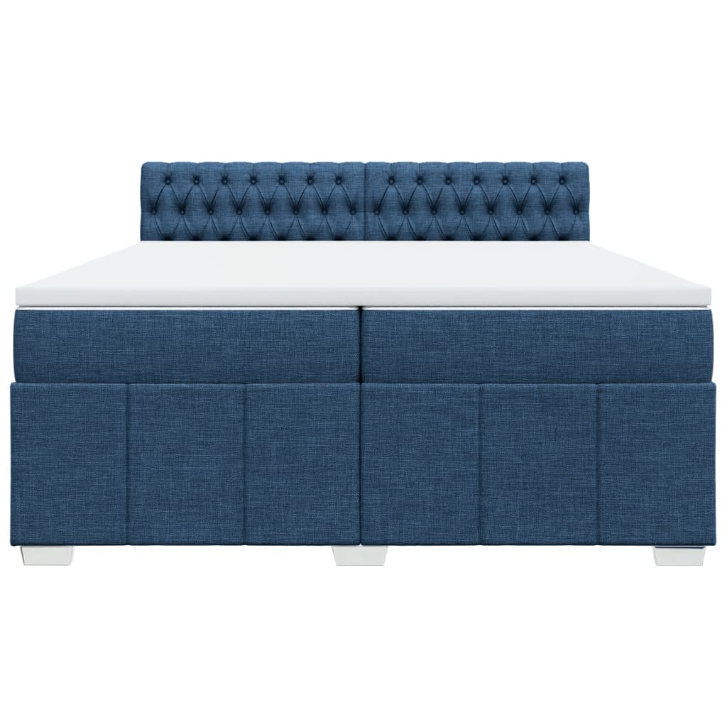 Boxspring met matras stof blauw 200x200 cm