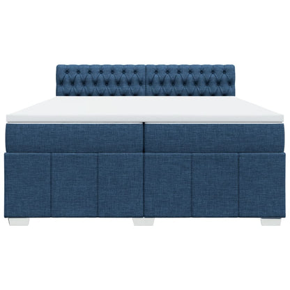 Boxspring met matras stof blauw 200x200 cm