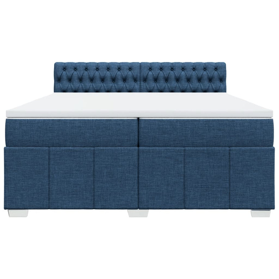 Boxspring met matras stof blauw 200x200 cm