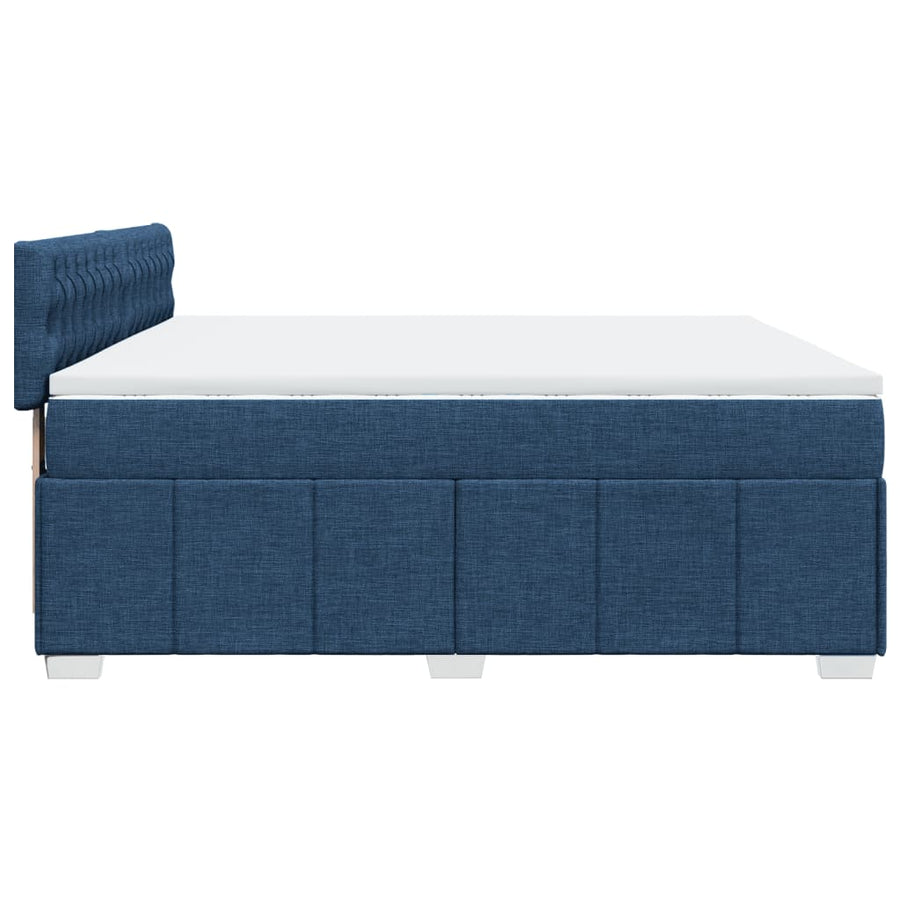 Boxspring met matras stof blauw 200x200 cm