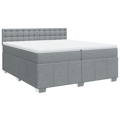 Boxspring met matras stof lichtgrijs 200x200 cm