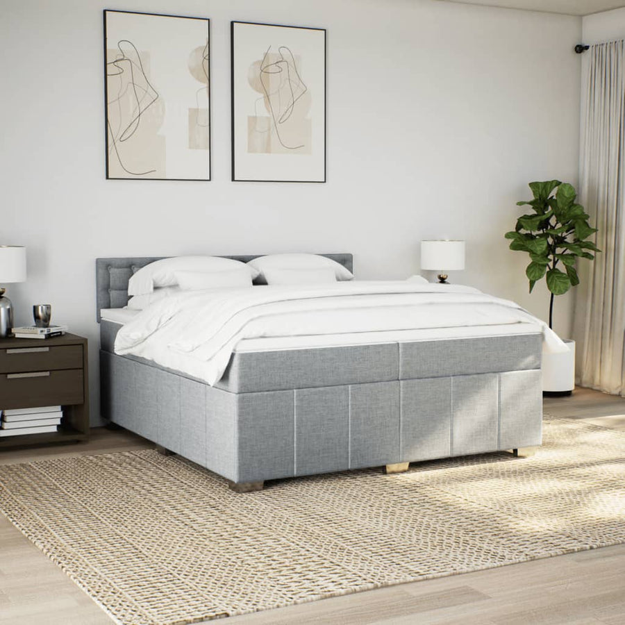 Boxspring met matras stof lichtgrijs 200x200 cm