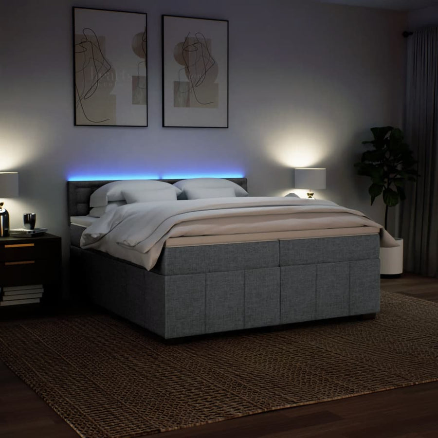 Boxspring met matras stof lichtgrijs 200x200 cm