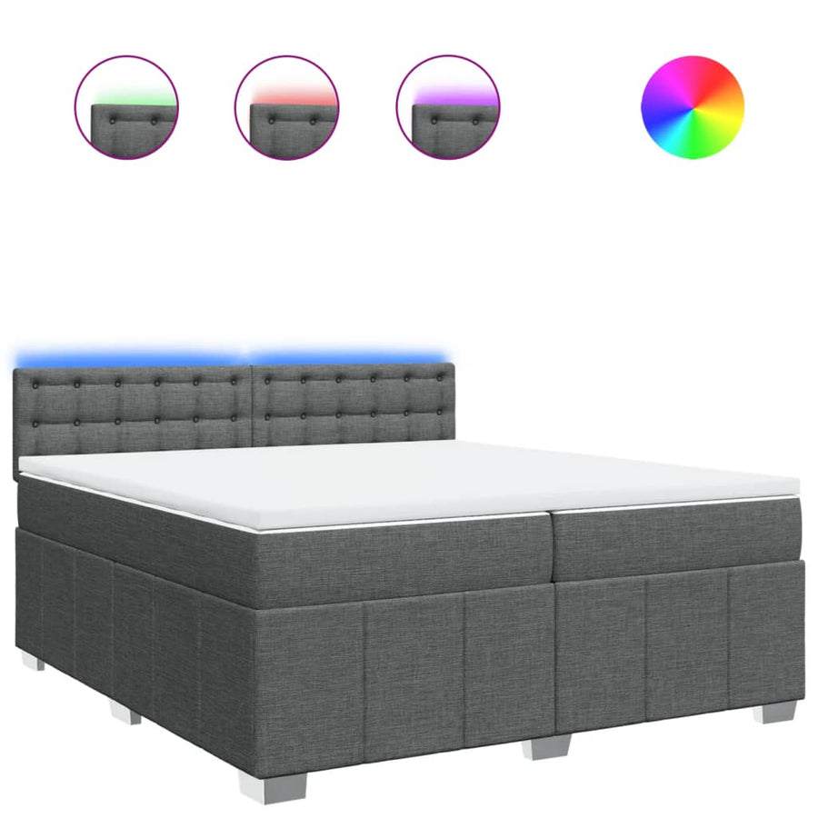 Boxspring met matras stof donkergrijs 200x200 cm