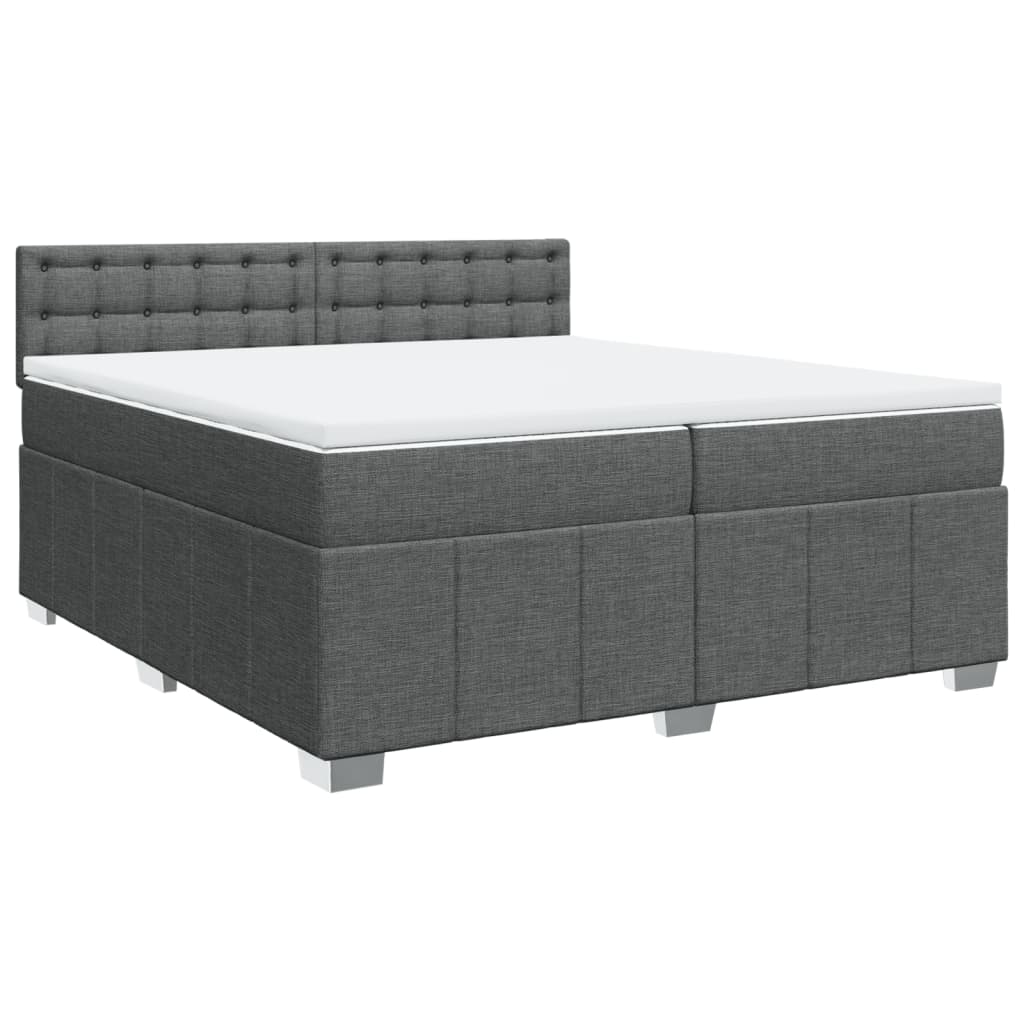Boxspring met matras stof donkergrijs 200x200 cm