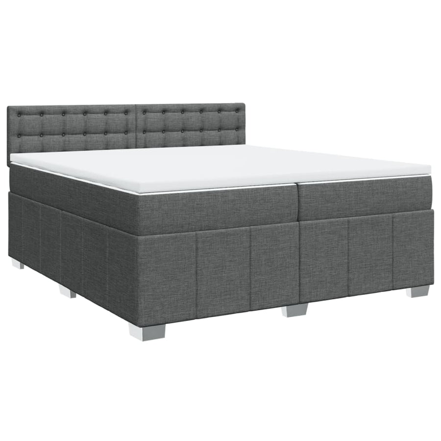 Boxspring met matras stof donkergrijs 200x200 cm