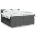 Box spring with dark gray fabric mattress 200x200 cm