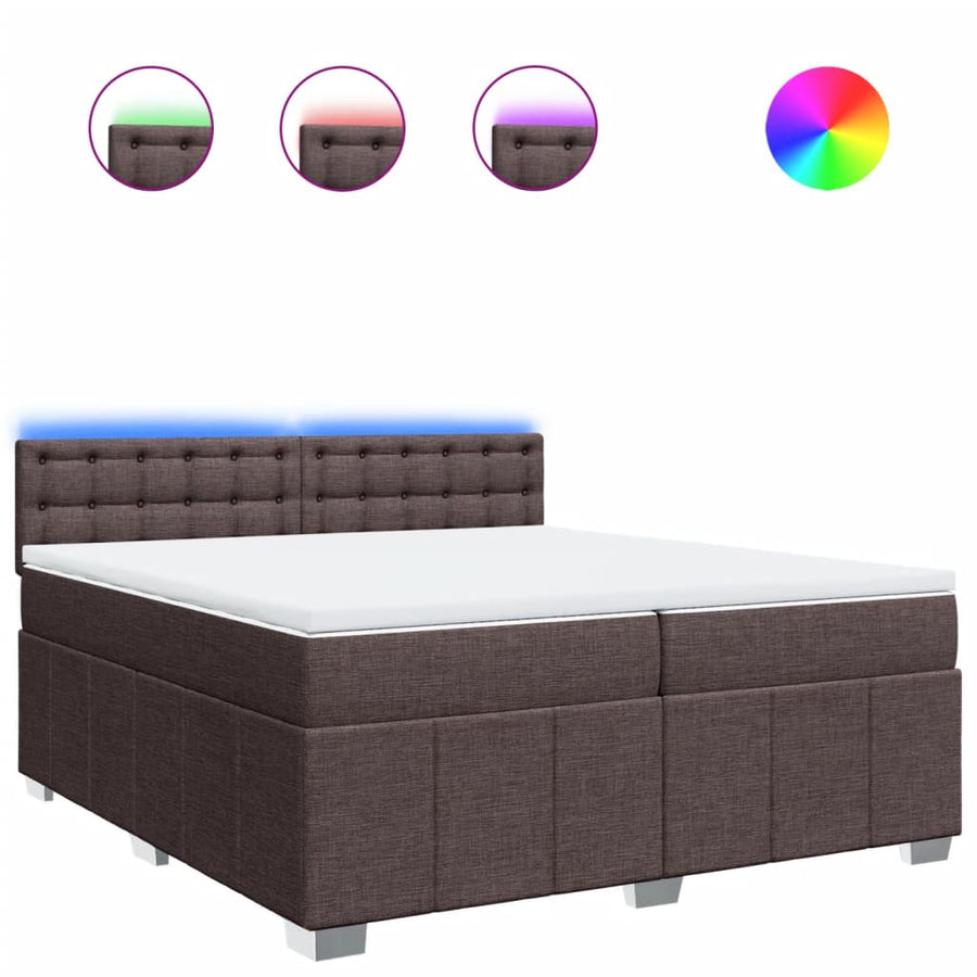 Boxspring met matras stof donkerbruin 200x200 cm