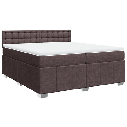 Boxspring met matras stof donkerbruin 200x200 cm