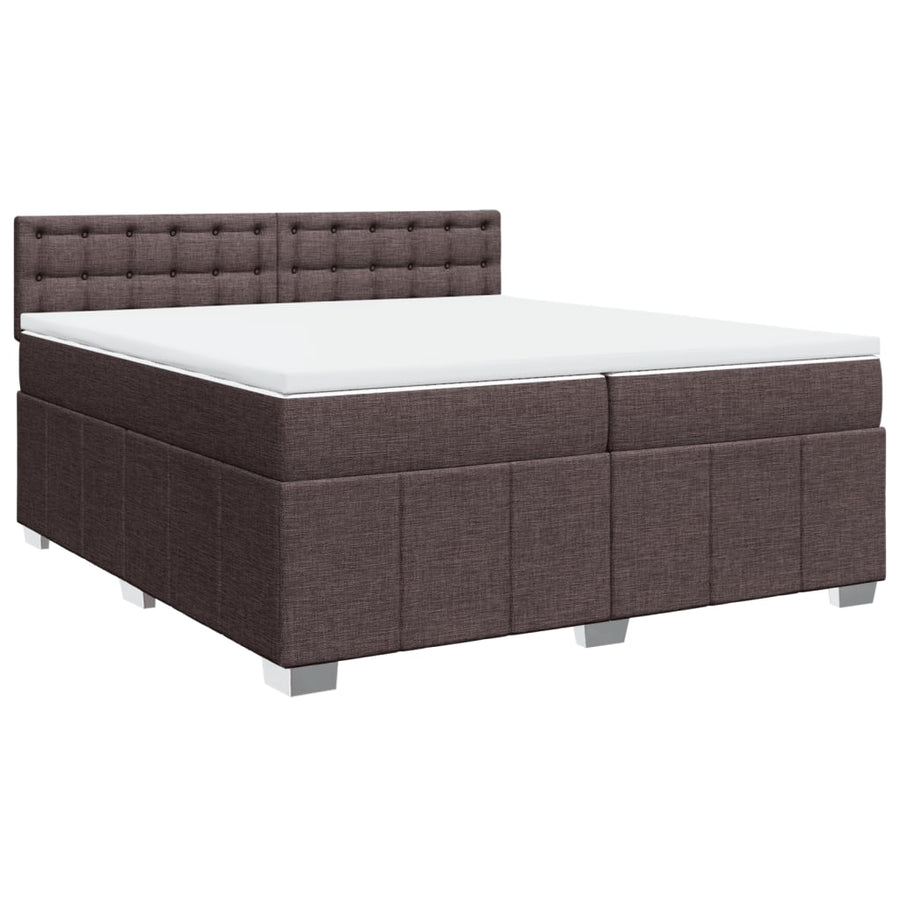 Boxspring met matras stof donkerbruin 200x200 cm