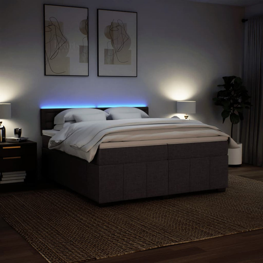 Boxspring met matras stof donkerbruin 200x200 cm