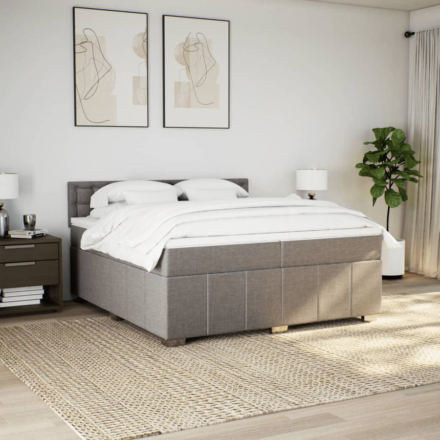 Boxspring met matras stof taupe 200x200 cm