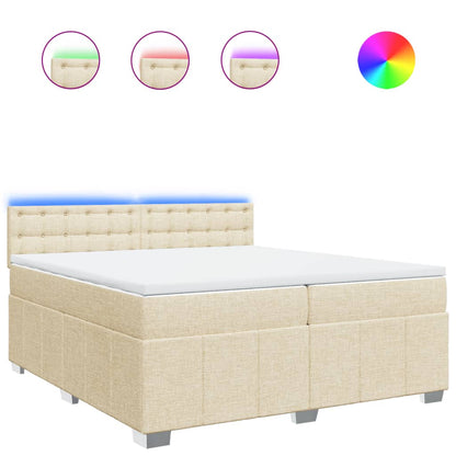 Boxspring met matras stof crèmekleurig 200x200 cm