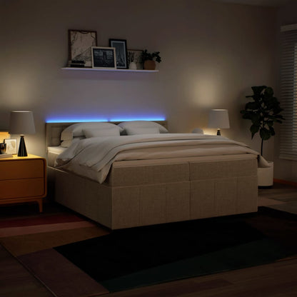 Boxspring met matras stof crèmekleurig 200x200 cm