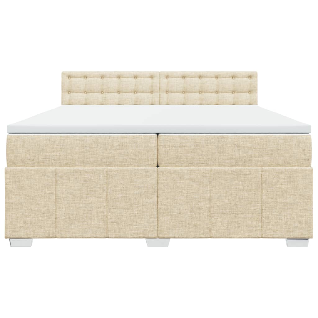 Boxspring met matras stof crèmekleurig 200x200 cm