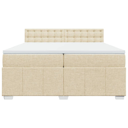 Boxspring met matras stof crèmekleurig 200x200 cm
