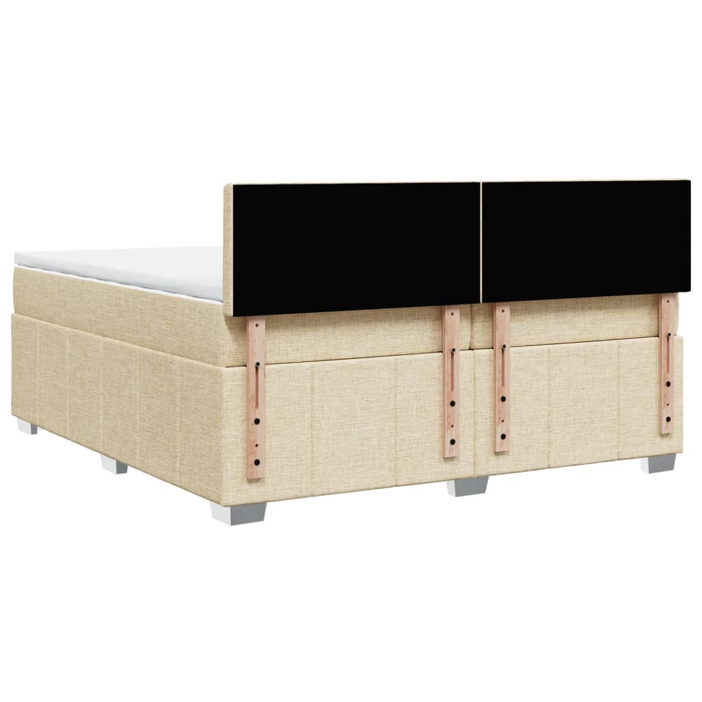 Boxspring met matras stof crèmekleurig 200x200 cm