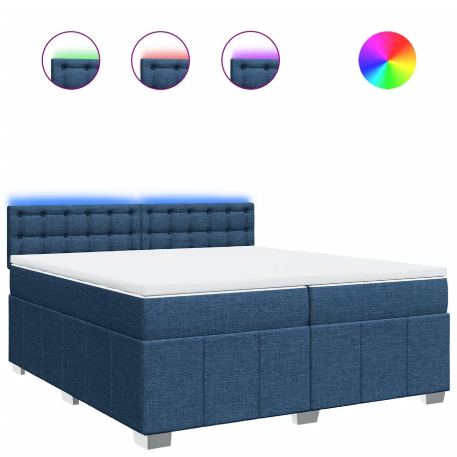 Boxspring met matras stof blauw 200x200 cm