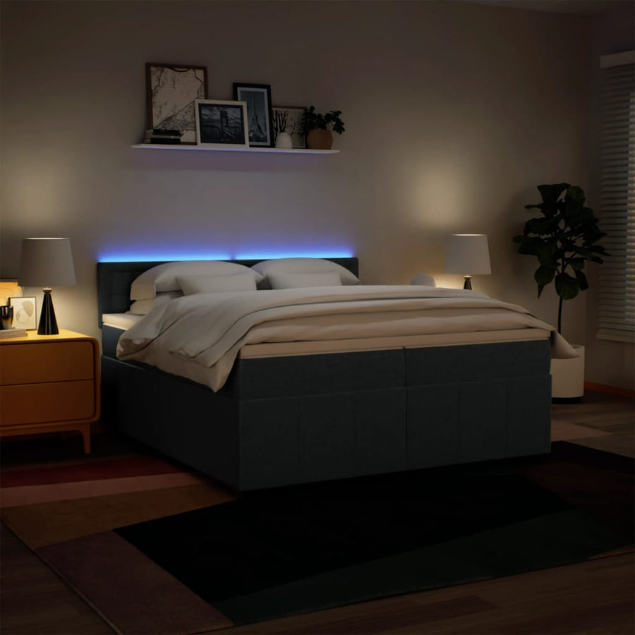 Boxspring met matras stof blauw 200x200 cm