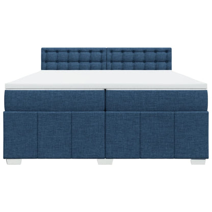 Boxspring met matras stof blauw 200x200 cm