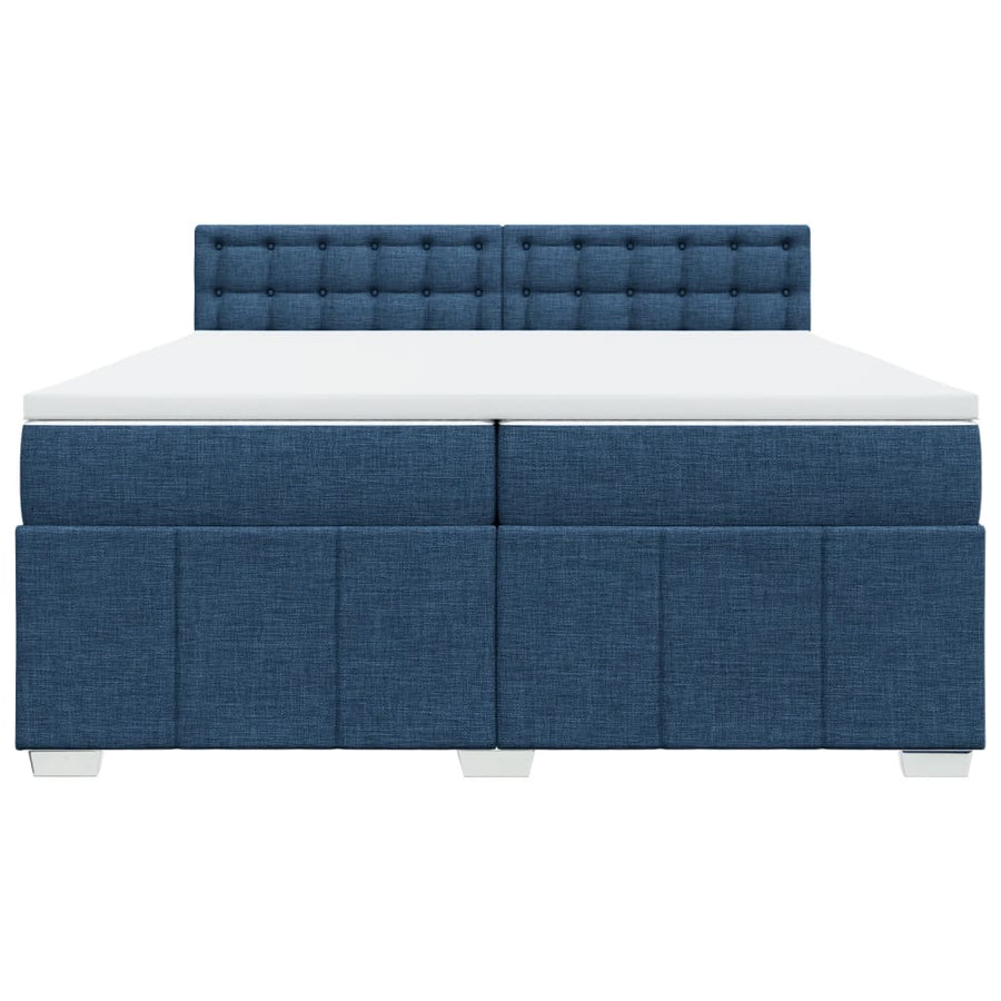 Boxspring met matras stof blauw 200x200 cm