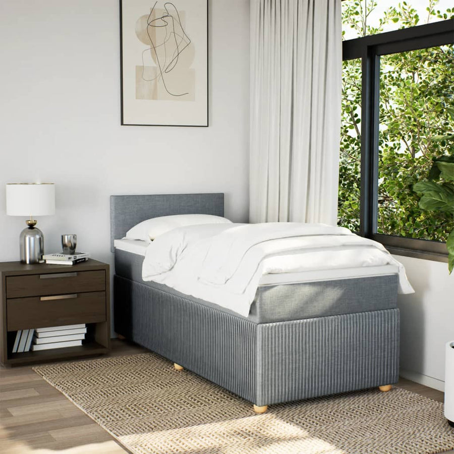Boxspring met matras stof lichtgrijs 80x200 cm