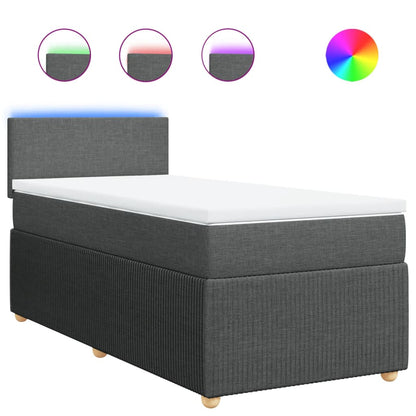 Boxspring met matras stof donkergrijs 80x200 cm