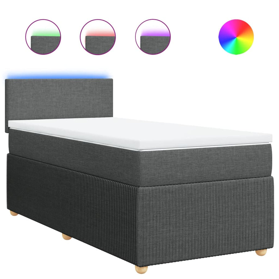 Boxspring met matras stof donkergrijs 80x200 cm