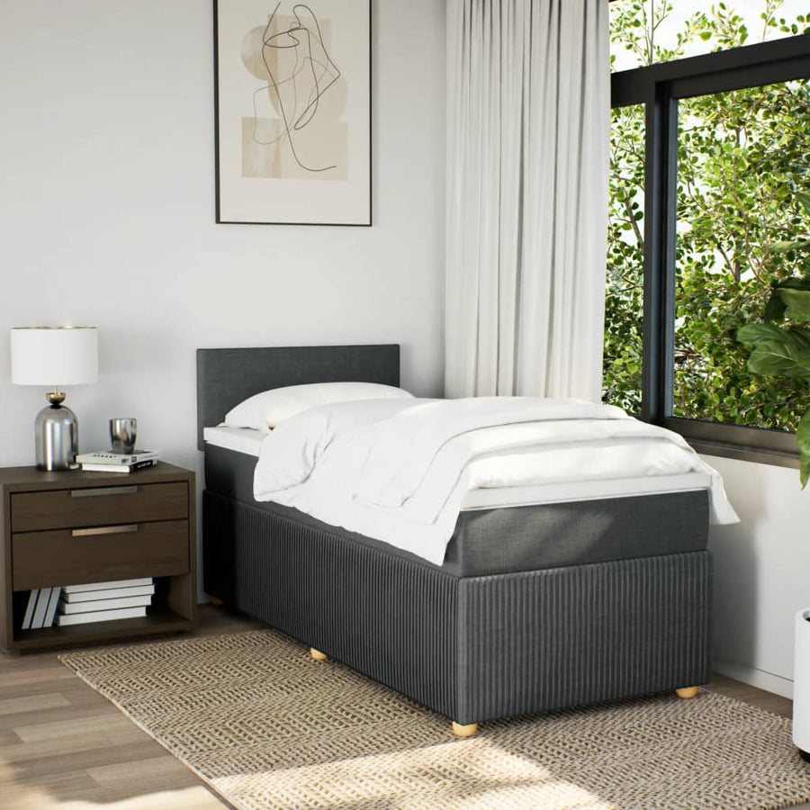 Boxspring met matras stof donkergrijs 80x200 cm