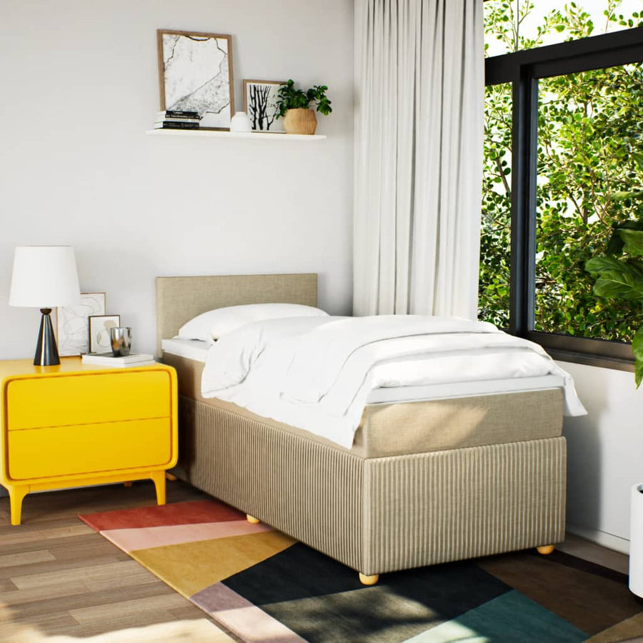 Boxspring met matras stof crèmekleurig 80x200 cm