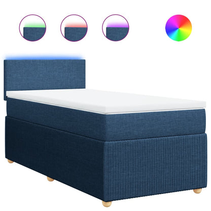 Boxspring met matras stof blauw 80x200 cm