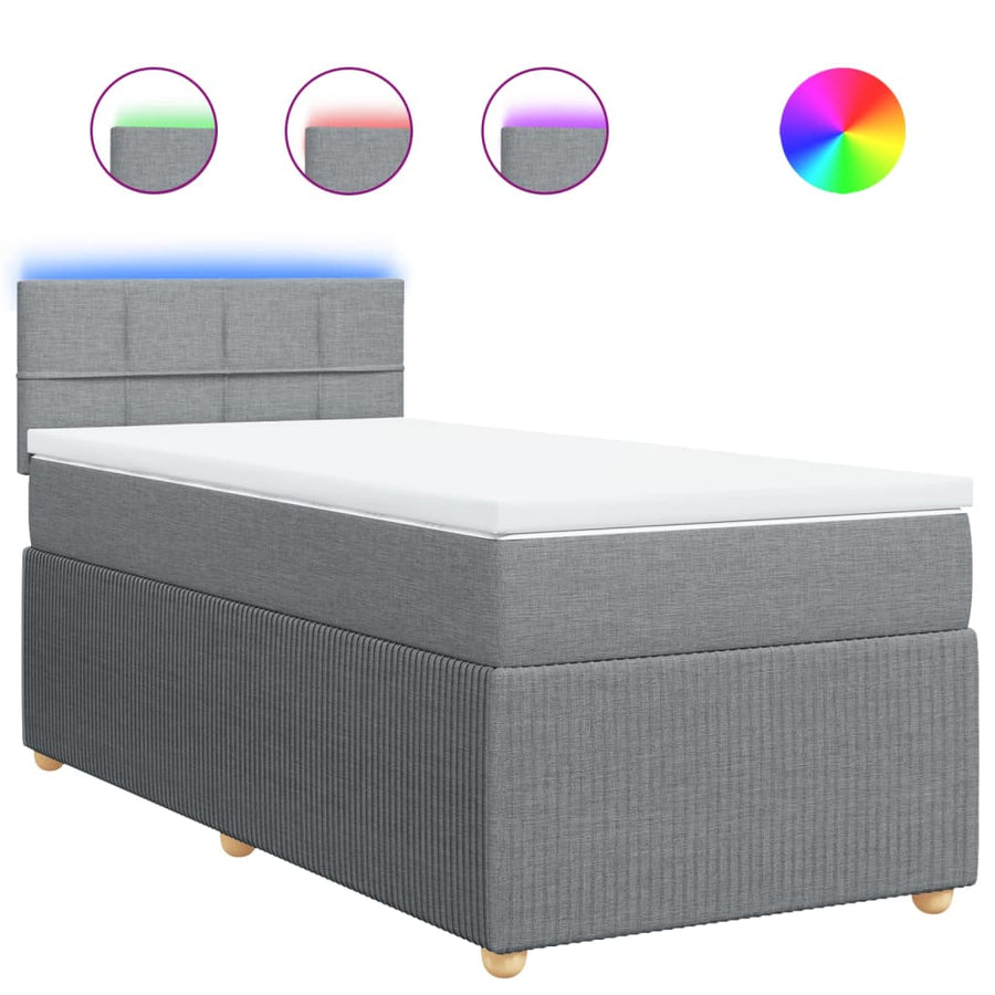 Boxspring met matras stof lichtgrijs 80x200 cm