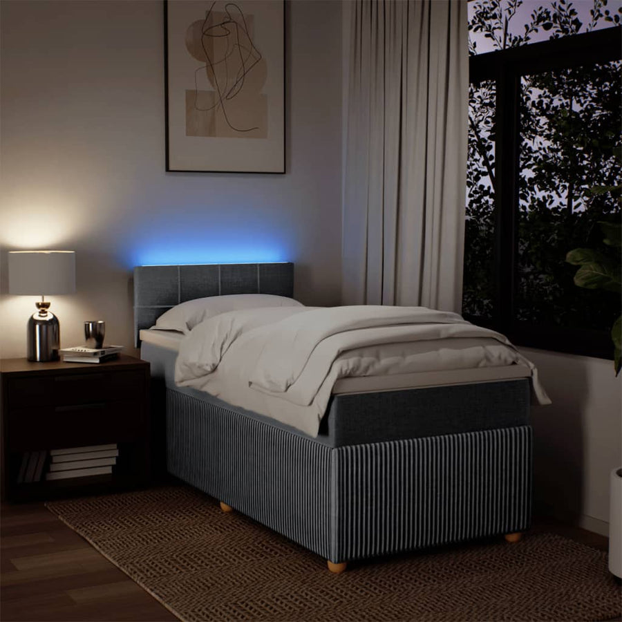 Boxspring met matras stof lichtgrijs 80x200 cm