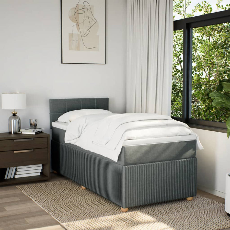 Boxspring met matras stof donkergrijs 80x200 cm