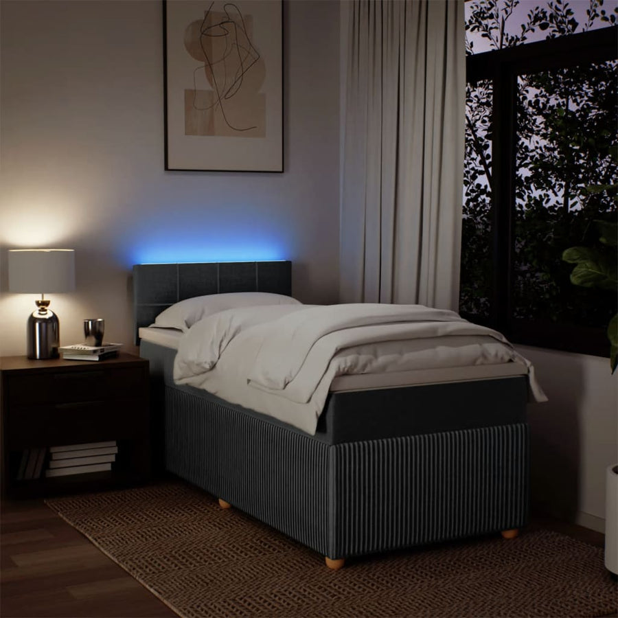 Boxspring met matras stof donkergrijs 80x200 cm