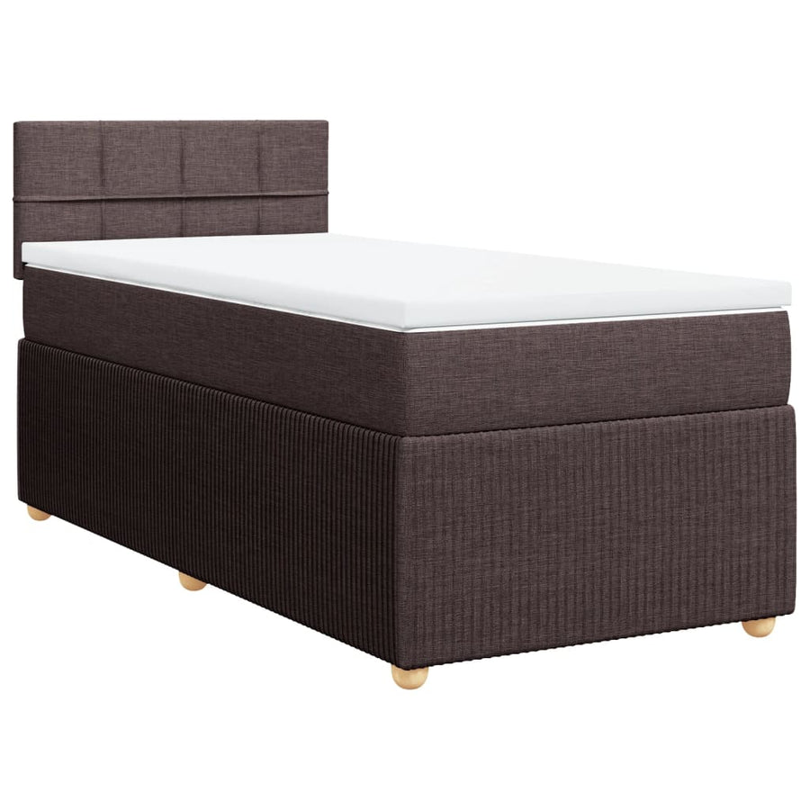 Boxspring met matras stof donkerbruin 80x200 cm