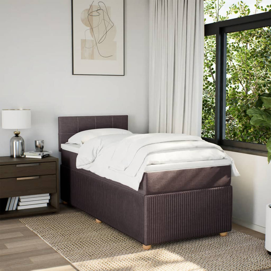 Boxspring met matras stof donkerbruin 80x200 cm
