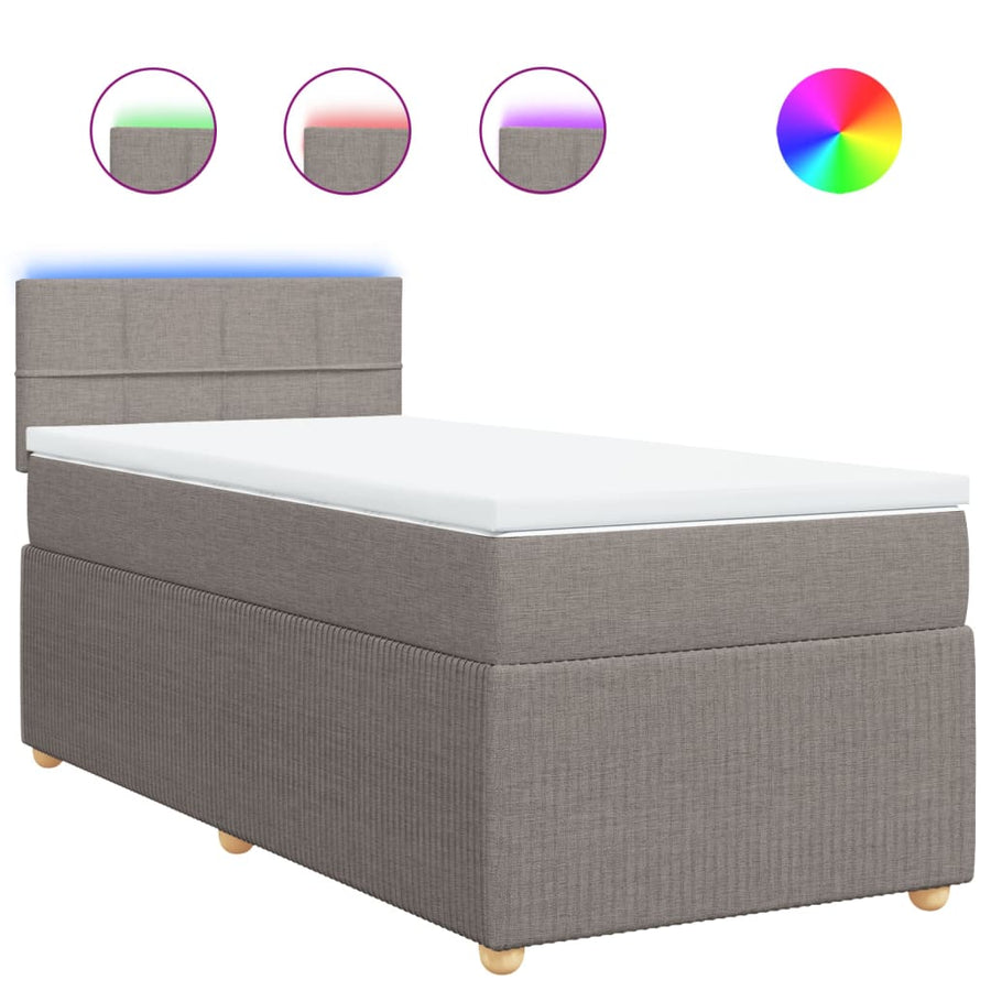 Boxspring met matras stof taupe 80x200 cm