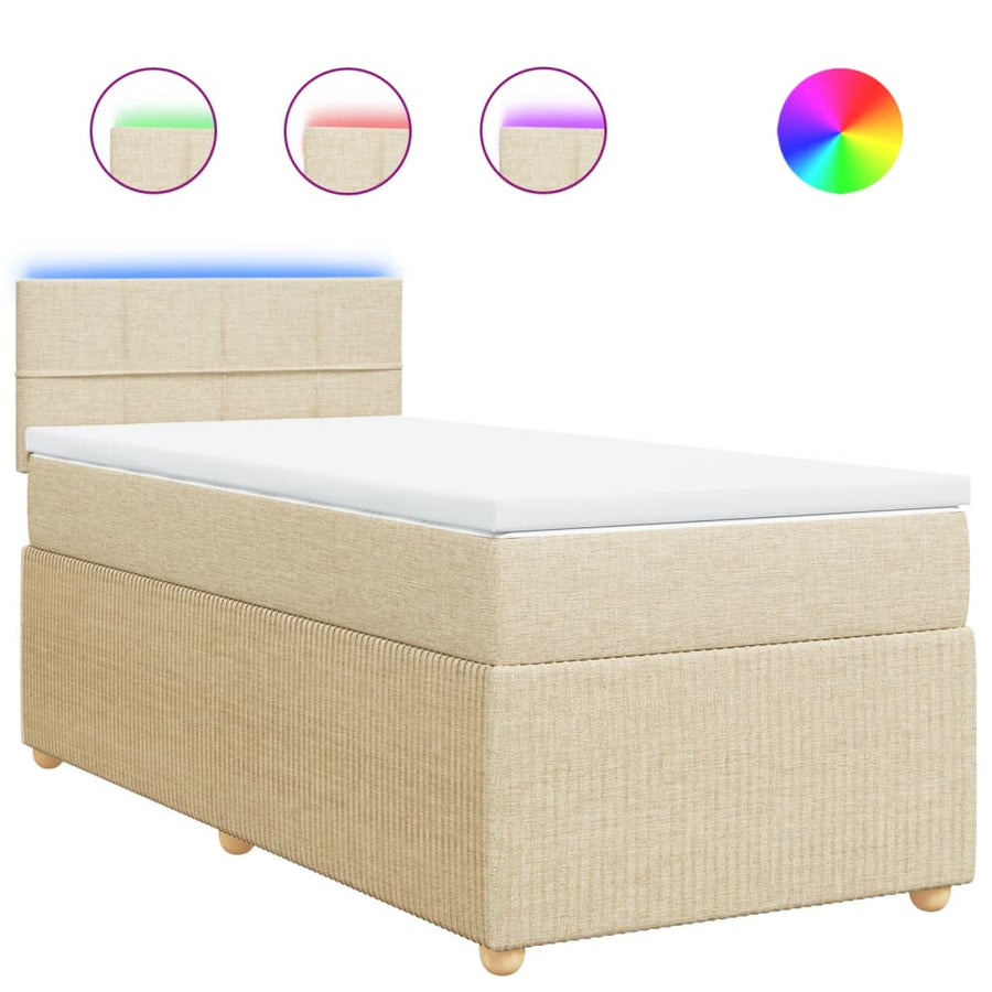 Boxspring met matras stof crèmekleurig 80x200 cm