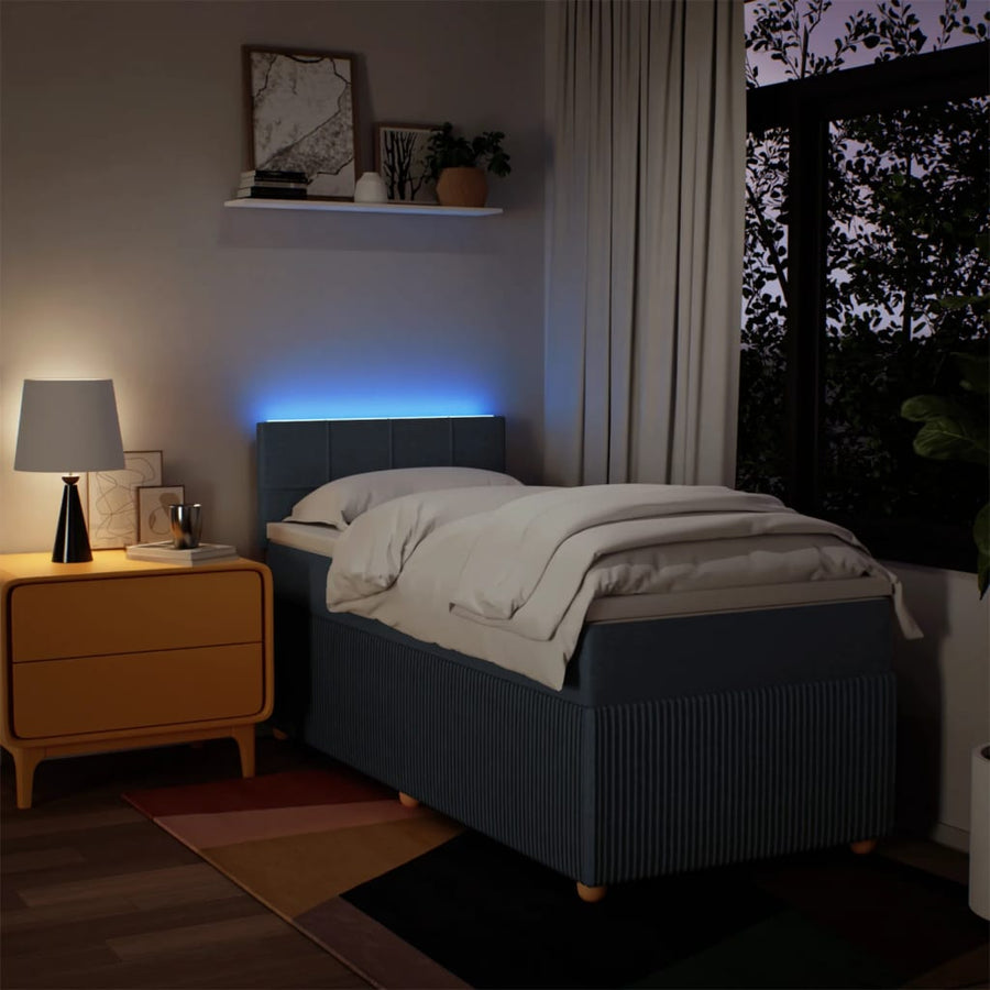 Boxspring met matras stof blauw 80x200 cm
