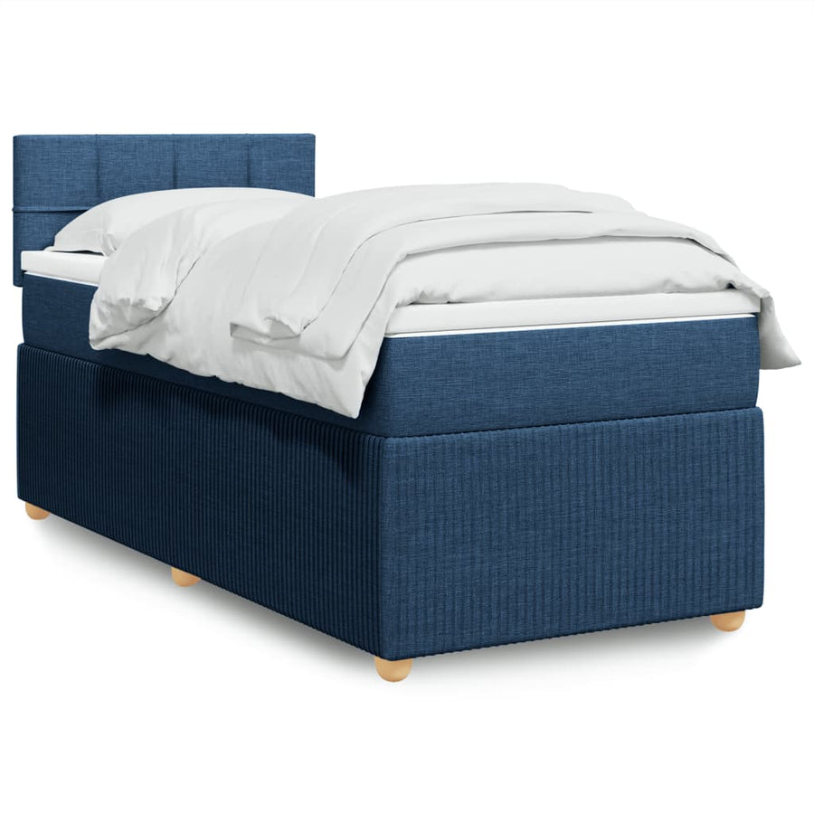 Boxspring met matras stof blauw 80x200 cm