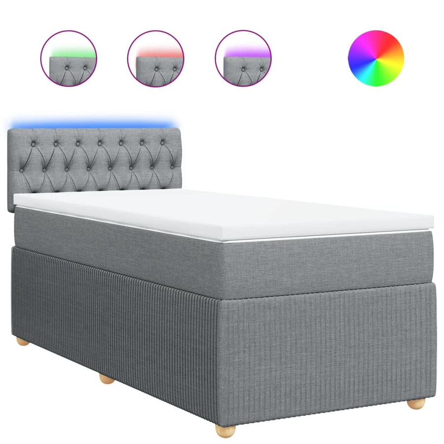 Boxspring met matras stof lichtgrijs 80x200 cm