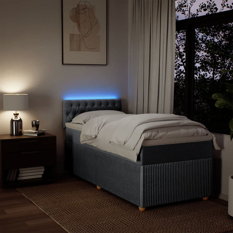 Boxspring met matras stof lichtgrijs 80x200 cm