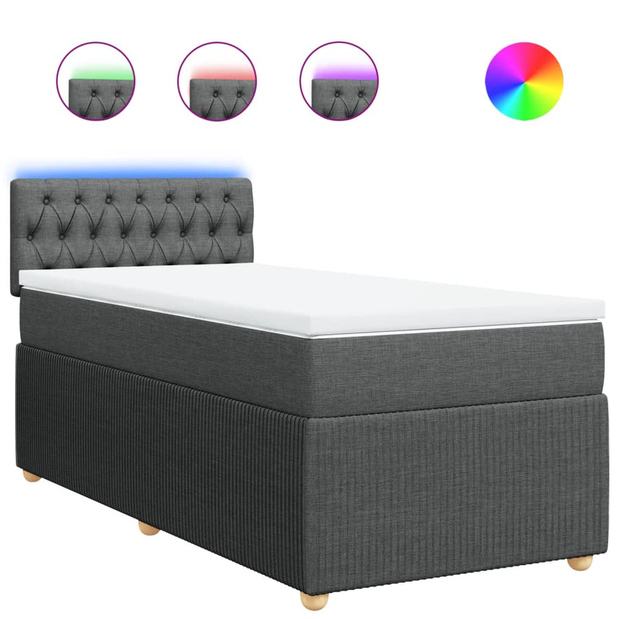 Boxspring met matras stof donkergrijs 80x200 cm