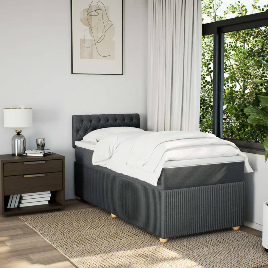 Boxspring met matras stof donkergrijs 80x200 cm